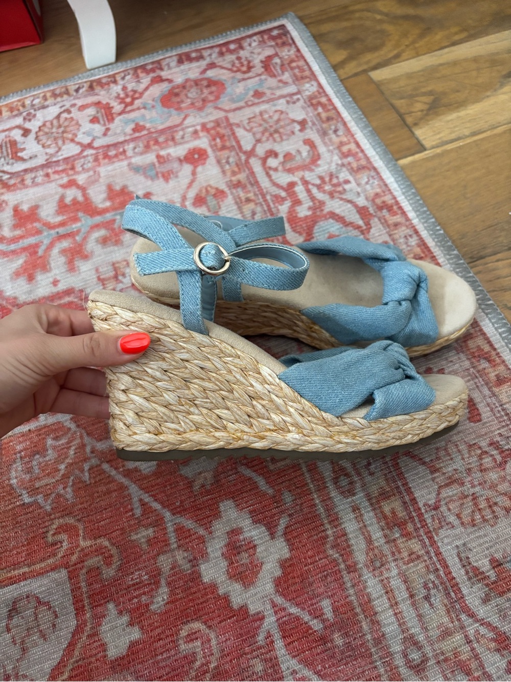 Anna Klein Blue Wedge Espadrille Sandals - Casual Summer Style